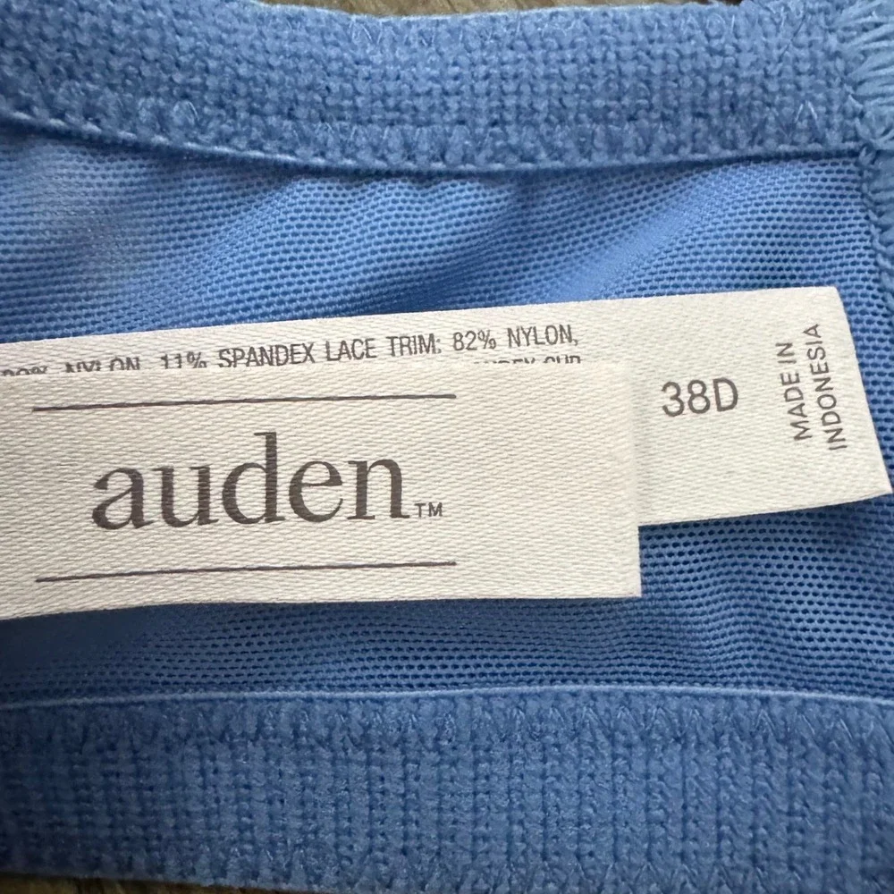 Auden Blue Lace Plunge Coverage Push-Up Bra 38D New Underwire Coquette - Picture 4 of 10